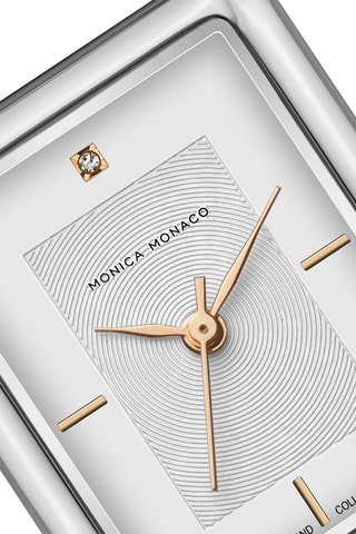 Montre à quartz en acier et diamant - Argenté