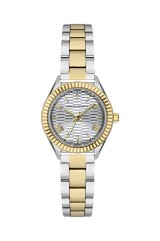 Montre à quartz en acier et diamants - Argenté
