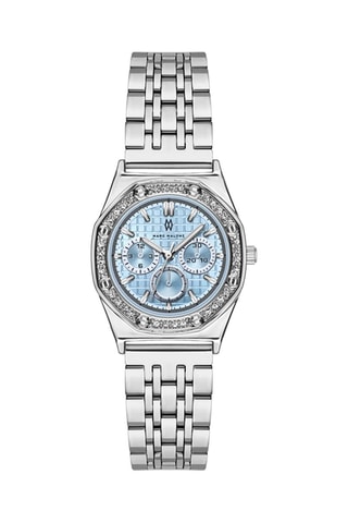Montre à quartz en acier - Argenté et bleu clair 