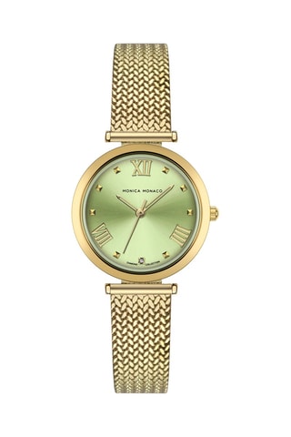 Montre à quartz en acier et diamant - Doré