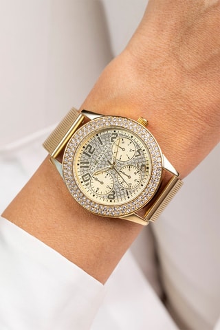 Montre à quartz en acier - Doré et blanc 