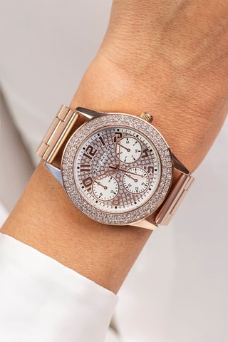 Montre à quartz en acier - Doré rose et blanc 