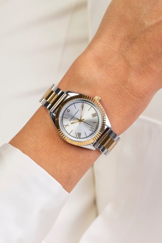 Montre à quartz en acier et diamant - Argenté