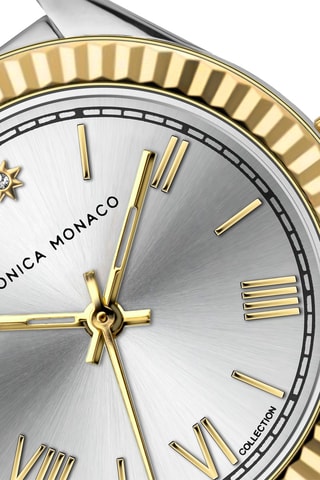 Montre à quartz en acier et diamant - Argenté