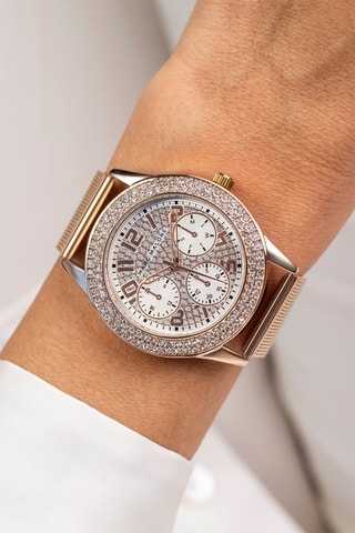 Montre à quartz en acier - Doré rose et blanc 