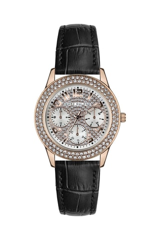 Montre à quartz en cuir - Noir et doré rose 