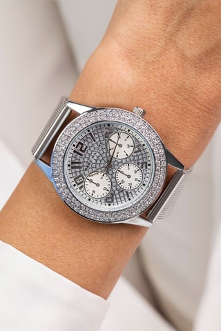 Montre à quartz en acier - Argenté et blanc 