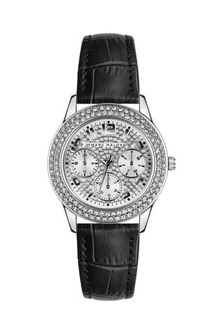 Montre à quartz en cuir - Noir et argenté 