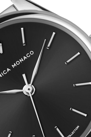 Montre à quartz en acier et diamant - Argenté