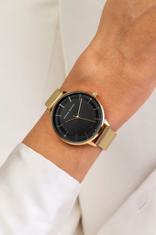 Montre à quartz en acier et diamant - Doré