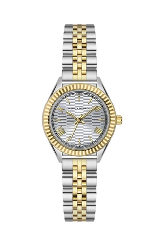 Montre à quartz en acier et diamant - Argenté