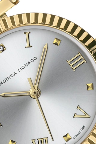 Montre à quartz en acier et diamant - Doré