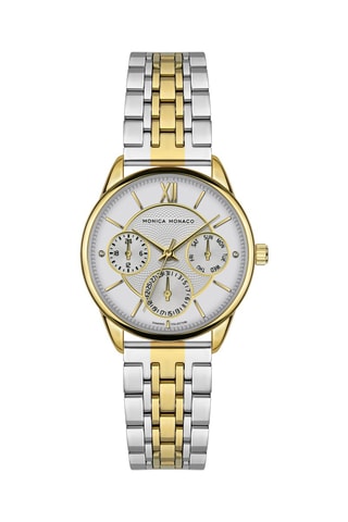Montre à quartz en acier et diamants - Argenté