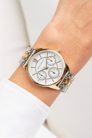 Montre à quartz en acier et diamants - Argenté
