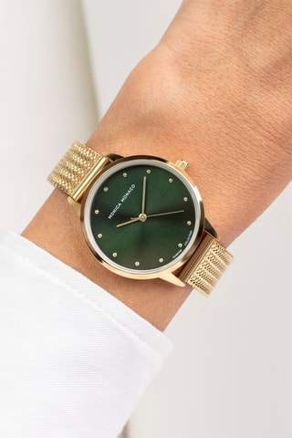 Montre à quartz en acier et diamant