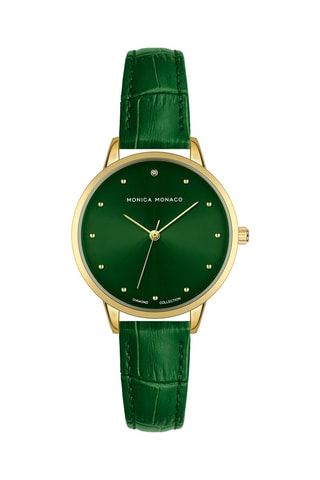Montre à quartz en cuir et diamant