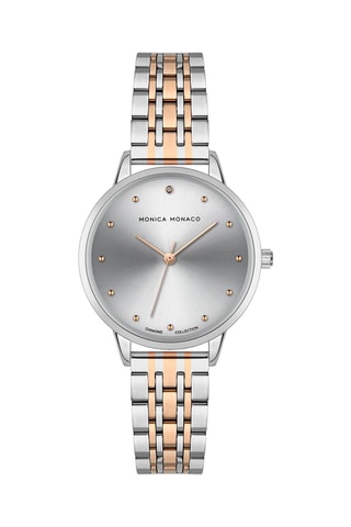 Montre à quartz en acier et diamant