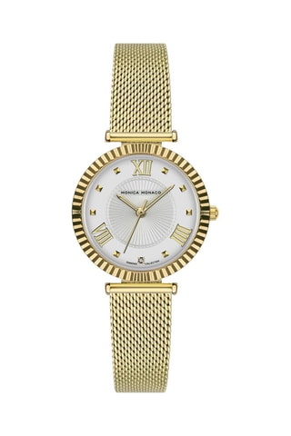 Montre à quartz en acier et diamant - Doré