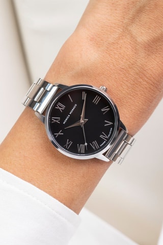 Montre à quartz en acier et diamant - Doré