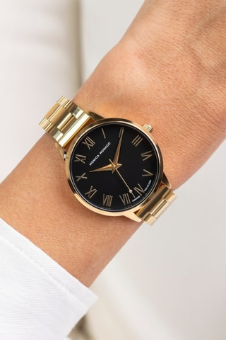 Montre à quartz en acier et diamant - Doré
