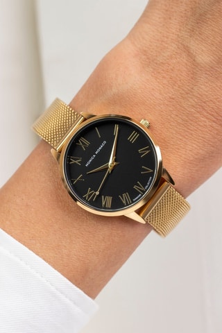 Montre à quartz en acier et diamant - Doré et noir