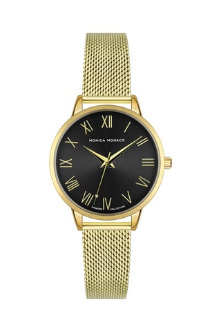 Montre à quartz en acier et diamant - Doré et noir