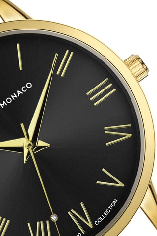 Montre à quartz en acier et diamant - Doré et noir