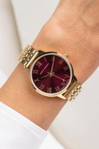 Montre à quartz en acier et diamant - Doré