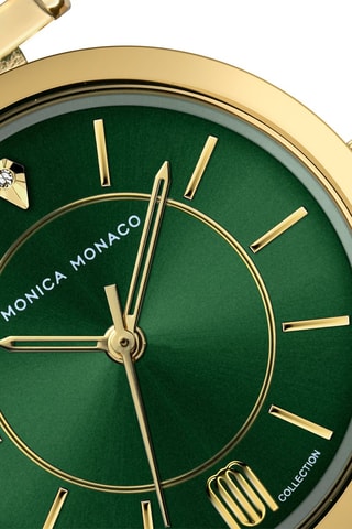 Montre à quartz en acier et diamant - Doré
