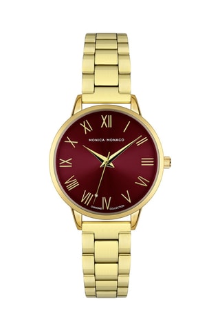 Montre à quartz en acier et diamant - Doré