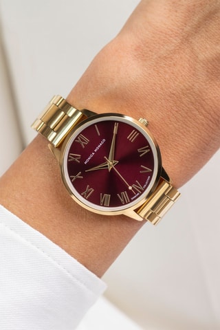 Montre à quartz en acier et diamant - Doré