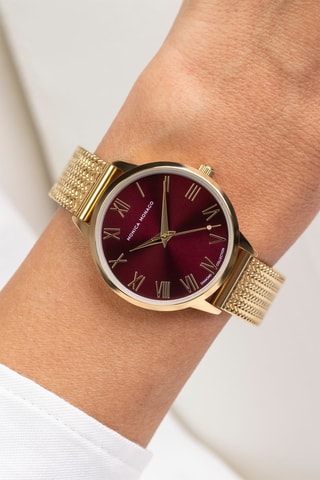 Montre à quartz en acier et diamant - Doré et noir