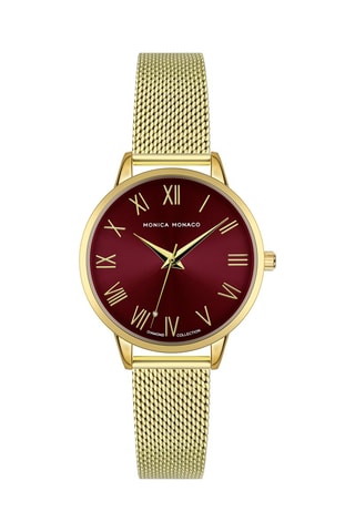 Montre à quartz en acier et diamant - Doré
