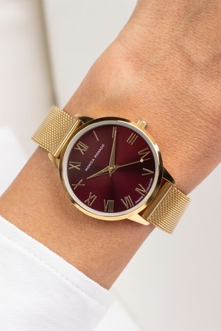 Montre à quartz en acier et diamant - Doré