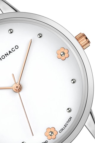Montre à quartz en acier et diamant - Argenté