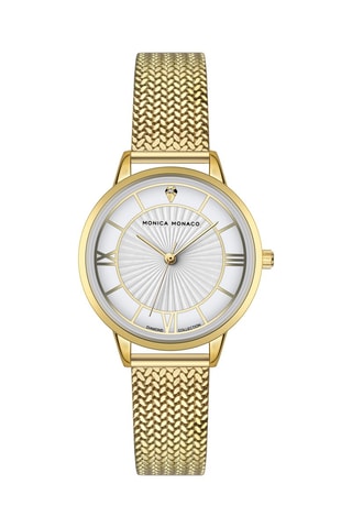 Montre à quartz en acier et diamant - Doré