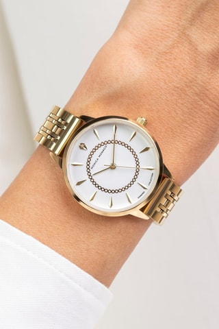 Montre à quartz en acier et diamant - Doré