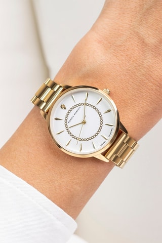 Montre à quartz en acier et diamant