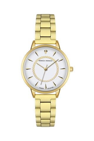 Montre à quartz en acier et diamant