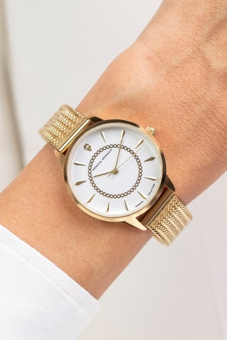 Montre à quartz en acier et diamant - Doré