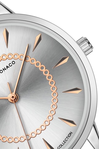 Montre à quartz en acier et diamant - Argenté