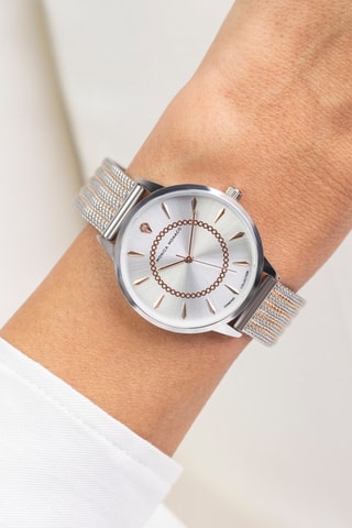 Montre à quartz en acier et diamant - Argenté