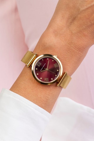 Montre à quartz en acier et diamant - Doré