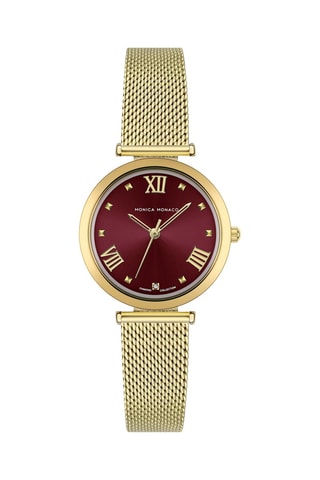 Montre à quartz en acier et diamant - Doré
