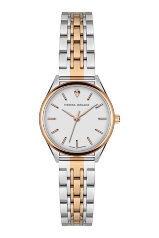 Montre à quartz en acier et diamant - Argenté