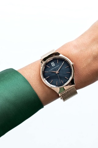 Montre à quartz en acier, nacre et plaqué ion or rose Kathryn 