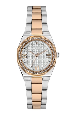 Montre à quartz en acier et diamants - Argenté