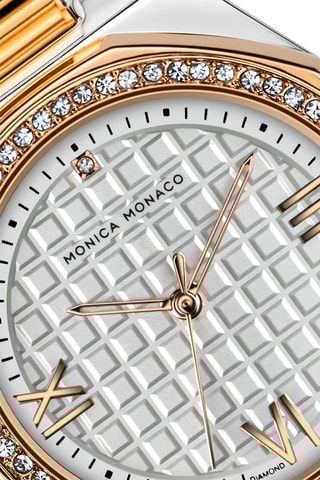 Montre à quartz en acier et diamants - Argenté