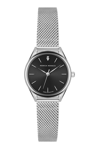Montre à quartz en acier et diamant - Argenté