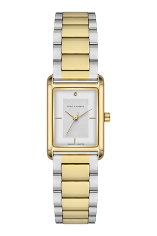 Montre à quartz en acier et diamant - Doré